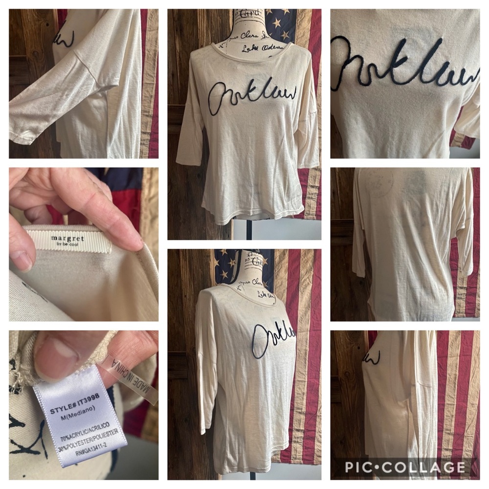 EUC off white drop shoulder “outlaw” top